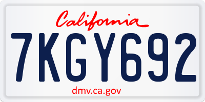 CA license plate 7KGY692
