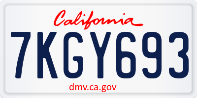 CA license plate 7KGY693
