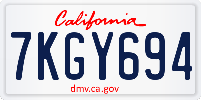 CA license plate 7KGY694