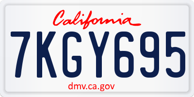 CA license plate 7KGY695