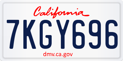 CA license plate 7KGY696