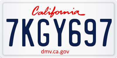 CA license plate 7KGY697