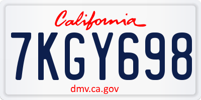 CA license plate 7KGY698