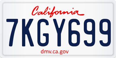 CA license plate 7KGY699