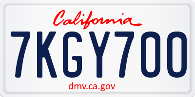 CA license plate 7KGY700