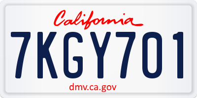 CA license plate 7KGY701