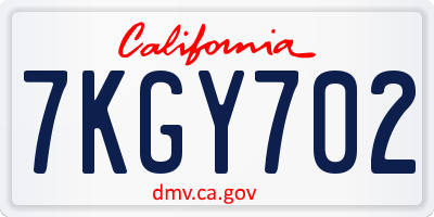 CA license plate 7KGY702