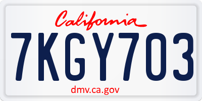 CA license plate 7KGY703