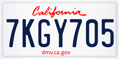 CA license plate 7KGY705