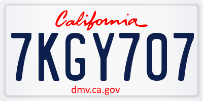 CA license plate 7KGY707