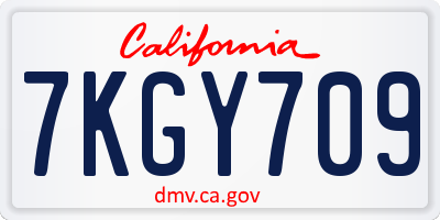 CA license plate 7KGY709