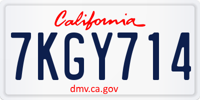CA license plate 7KGY714