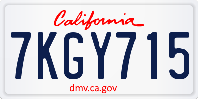 CA license plate 7KGY715