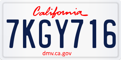 CA license plate 7KGY716