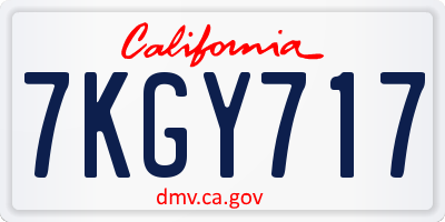 CA license plate 7KGY717