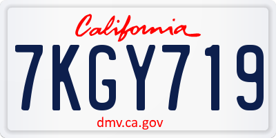 CA license plate 7KGY719