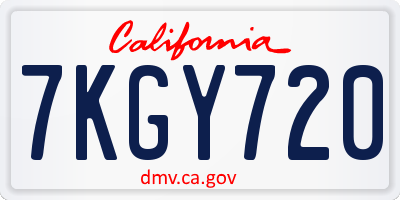 CA license plate 7KGY720