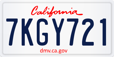 CA license plate 7KGY721