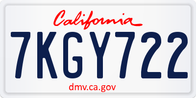 CA license plate 7KGY722