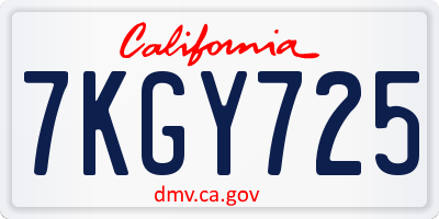 CA license plate 7KGY725