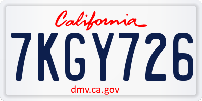 CA license plate 7KGY726