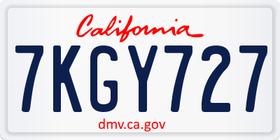 CA license plate 7KGY727