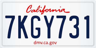 CA license plate 7KGY731