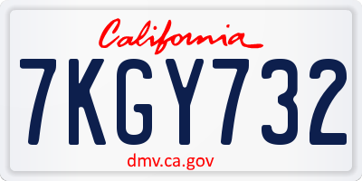 CA license plate 7KGY732