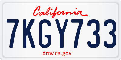 CA license plate 7KGY733