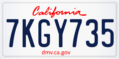 CA license plate 7KGY735