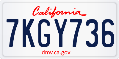 CA license plate 7KGY736