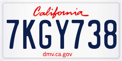 CA license plate 7KGY738