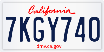 CA license plate 7KGY740