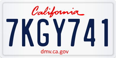 CA license plate 7KGY741