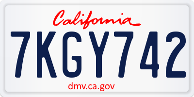 CA license plate 7KGY742