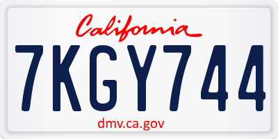 CA license plate 7KGY744