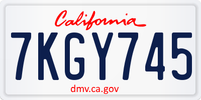 CA license plate 7KGY745