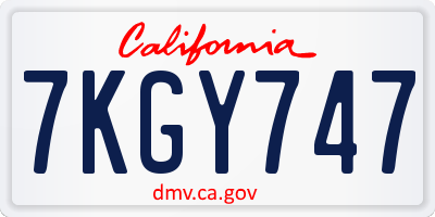 CA license plate 7KGY747
