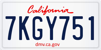 CA license plate 7KGY751