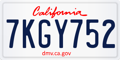 CA license plate 7KGY752