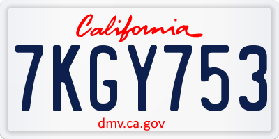 CA license plate 7KGY753