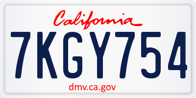 CA license plate 7KGY754