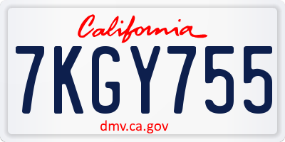CA license plate 7KGY755