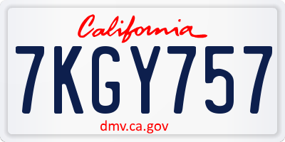 CA license plate 7KGY757