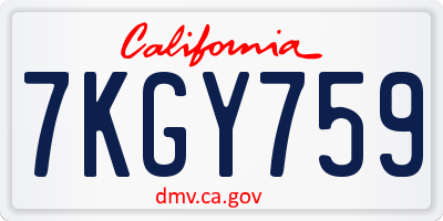 CA license plate 7KGY759