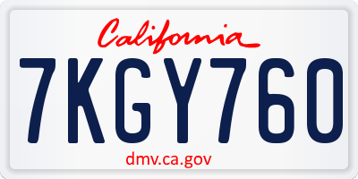 CA license plate 7KGY760