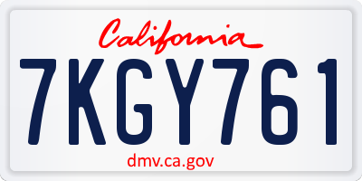 CA license plate 7KGY761