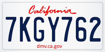 CA license plate 7KGY762