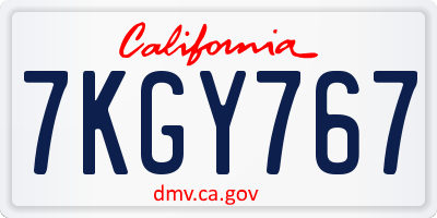 CA license plate 7KGY767