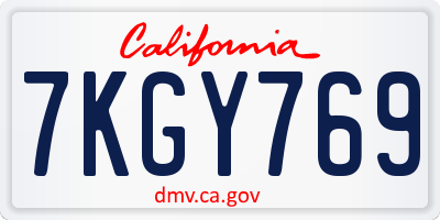 CA license plate 7KGY769